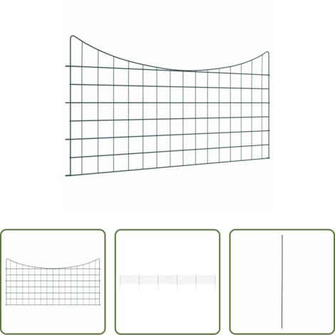 vidaXL Recinzione verde -  Set di Recinzione per Stagno 5 pcs Verde 100 x 50 cm Acciaio
