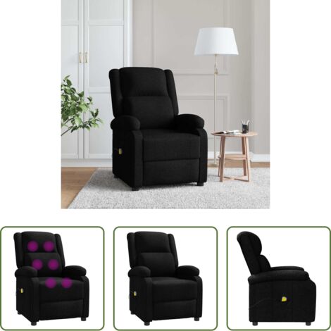 vidaXL Reclinable -  Sillón orejero de masaje de tela negro