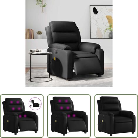vidaXL Reclinación eléctrica -  Sillón de masaje reclinable eléctrico cuero sintético negro