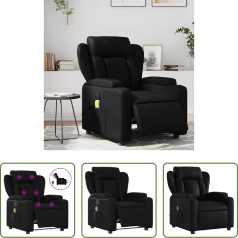 vidaXL Reclinación eléctrica -  Sillón de masaje reclinable eléctrico cuero sintético negro