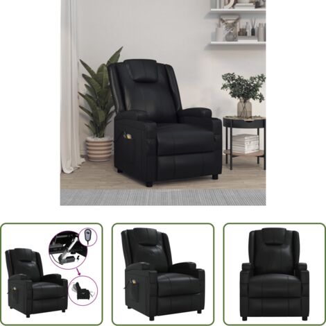 vidaXL Reclinado eléctrico -  Sillón de masaje eléctrico cuero sintético negro