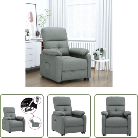 vidaXL Reclinado eléctrico -  Sillón reclinable eléctrico de tela gris oscuro
