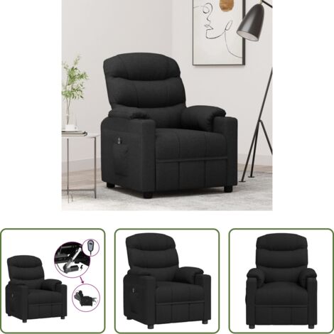 vidaXL Reclinado eléctrico -  Sillón reclinable eléctrico de tela negro