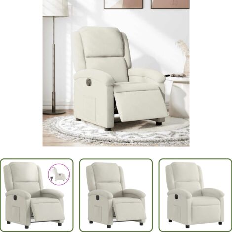 vidaXL Reclinazione automatica -  Poltrona Elettrica Reclinabile Crema in Velluto