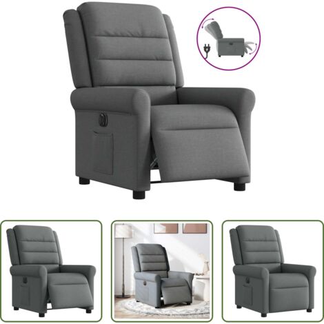 vidaXL Reclinazione automatica -  Poltrona Elettrica Reclinabile Grigio Scuro in Tessuto