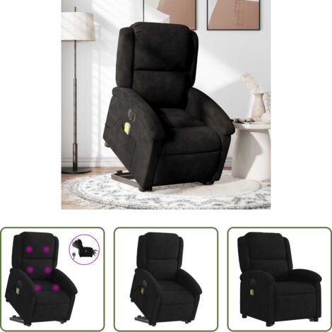 vidaXL Reclinazione elettrica -  Poltrona Alzapersona Massaggi Elettrica Reclinante Nera Velluto