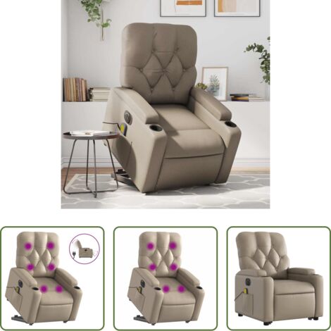 vidaXL Reclinazione elettrica -  Poltrona Alzapersona Massaggio Elettrica Cappuccino Similpelle