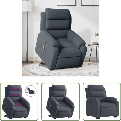 vidaXL Reclinazione elettrica -  Poltrona Alzapersona Massaggio Elettrica Grigio Scuro Velluto