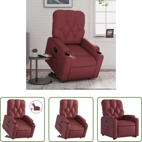 vidaXL Reclinazione elettrica -  Poltrona Alzapersona Reclinabile Rosso Vino in Similpelle