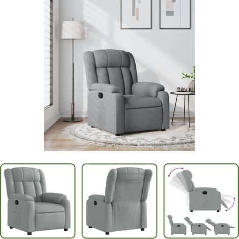 vidaXL Reclinazione manuale -  Poltrona Reclinabile in Tessuto Grigio Chiaro