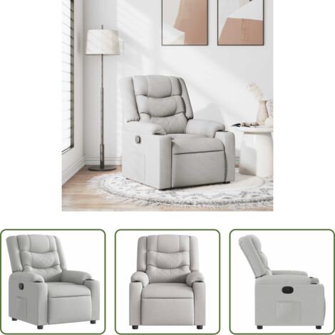 vidaXL Reclinazione manuale -  Poltrona Reclinabile in Tessuto Grigio Nuvola