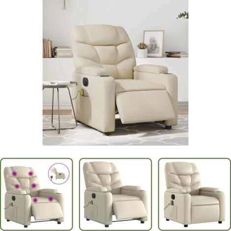 vidaXL Reclinazione -  Poltrona Massaggiante Elettrica Reclinabile Crema Similpelle