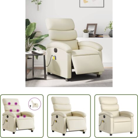 vidaXL Reclinazione -  Poltrona Massaggiante Elettrica Reclinabile Crema Similpelle