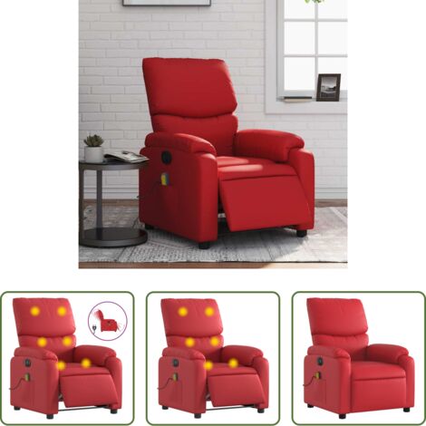 vidaXL Reclinazione -  Poltrona Massaggio Elettrica Reclinabile Rosso Similpelle