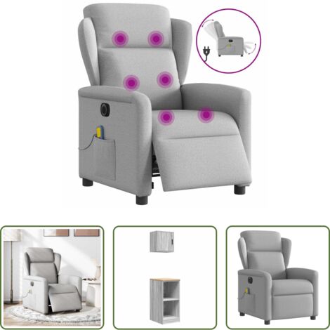 vidaXL Reclinazione -  Poltrona Reclinabile Massaggio Elettrica Grigio Nuvola Tessuto