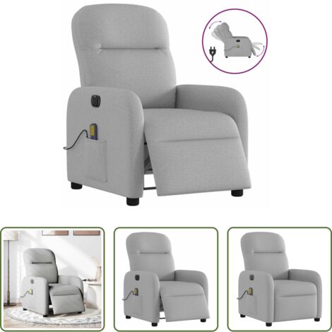 vidaXL Reclinazione -  Poltrona Reclinabile Massaggio Elettrica Grigio Nuvola Tessuto