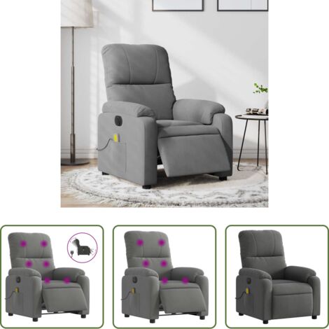 vidaXL Reclinazione -  Poltrona Reclinante Massaggi Elettrica Grigio Scuro Microfibra