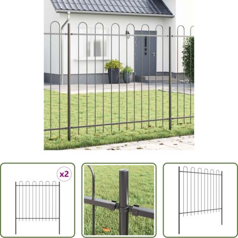 vidaXL Recubrimiento en polvo -  Valla de Jardín 2 pcs Gris 3,4 x 1,5 m