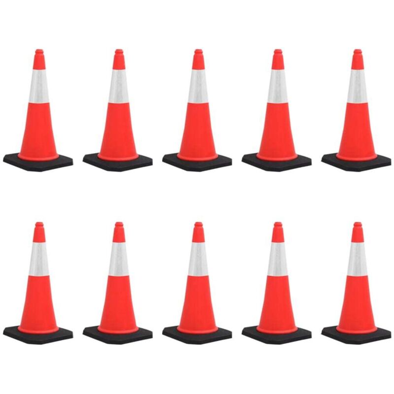 Vidaxl Reflective Traffic Cones With Heavy Bases 10 Pcs 75 Cm, Red