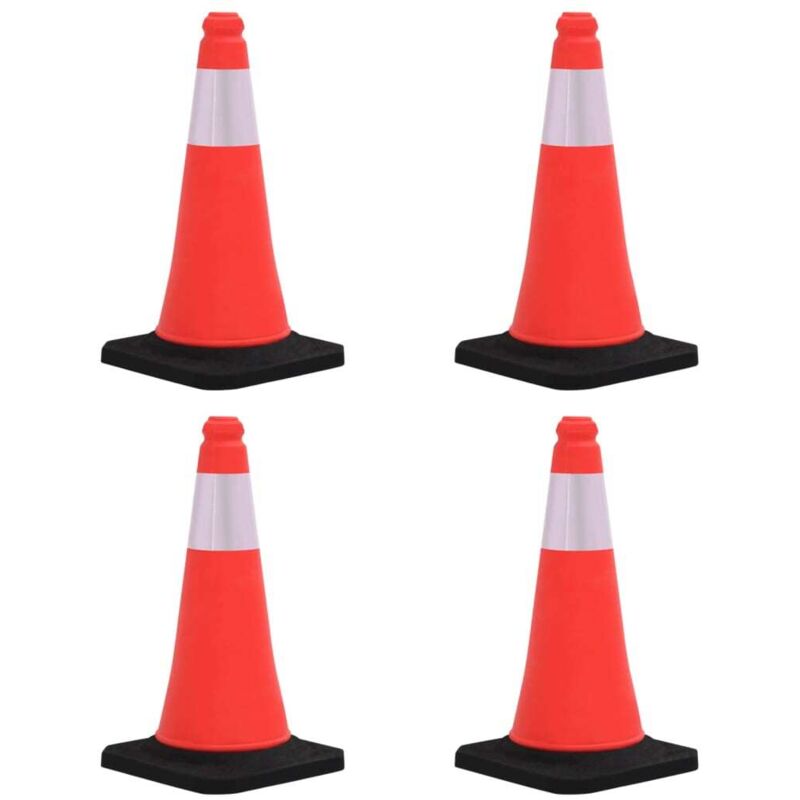 Vidaxl Reflective Traffic Cones With Heavy Bases 4 Pcs 50 Cm, Red