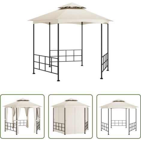 vidaXL Refugio al aire libre -  Cenador con paredes laterales crema 3,1x2,7 m