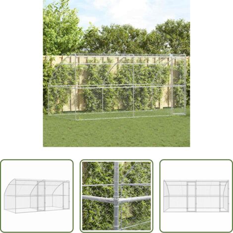 vidaXL Refugio de perro -  Refugio para perros 2 pcs Plateado 4 x 2 x 2 m