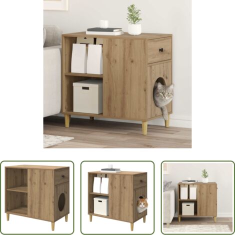 vidaXL Refugio para gatos -  Casa para Gatos Roble Artesanal 72 x 42.5 x 70 cm