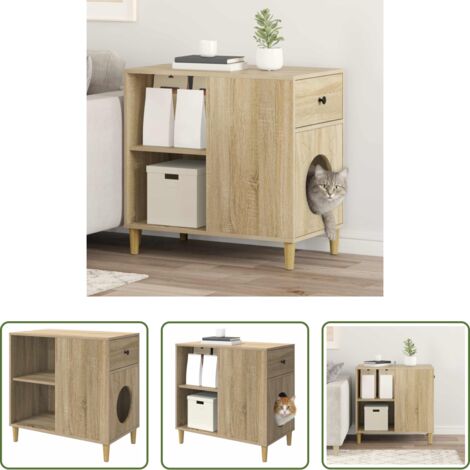 vidaXL Refugio para gatos -  Casa para Gatos Sonoma 72 x 42.5 x 70 cm Madera de ingeniería