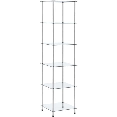 vidaXL Regal mit 6 Ablagen Transparent 40x40x160 cm Hartglas