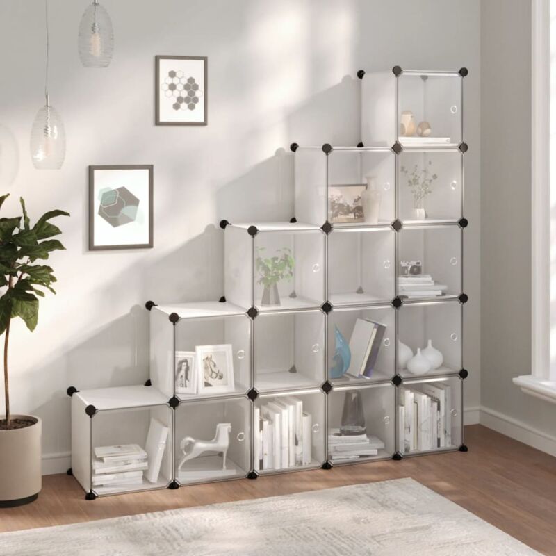 Vidaxl Regalsystem Mit 15 Würfeln Und Türen Transparent Pp