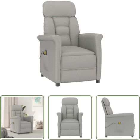 vidaXL Relax -  Sedia da massaggio Grigio chiaro 70.5 x 96.5 x 95 cm Poliestere