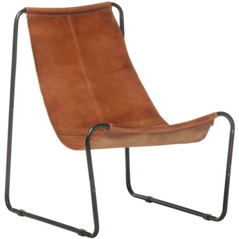 vidaXL Relaxing Chair Brown Real Leather - Brown