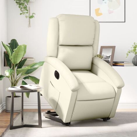 vidaXL Relaxsessel mit Aufstehhilfe Elektrisch Creme Kunstleder