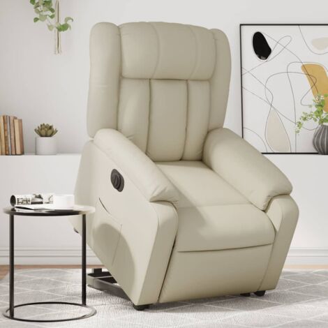 vidaXL Relaxsessel mit Aufstehhilfe Elektrisch Creme Kunstleder