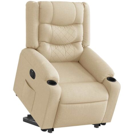 vidaXL Relaxsessel mit Aufstehhilfe Elektrisch Creme Stoff
