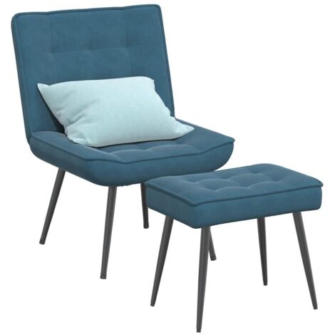 vidaXL Relaxsessel mit Hocker Blau Samt