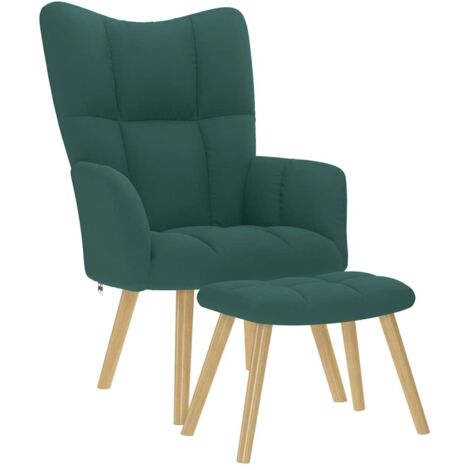 vidaXL Relaxsessel mit Hocker Dunkelgrün Stoff