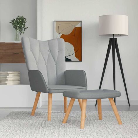vidaXL Relaxsessel mit Hocker Grau meliert Stoff