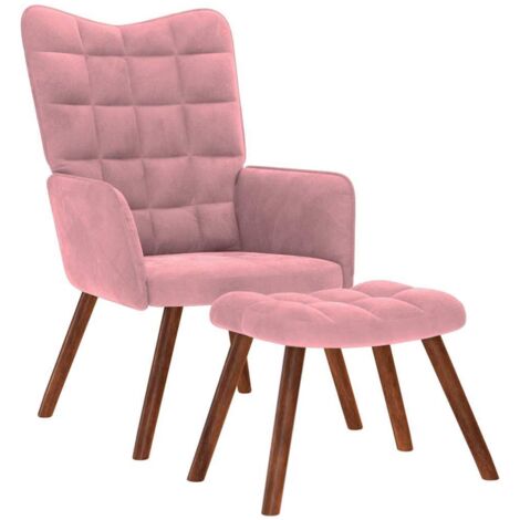 vidaXL Relaxsessel mit Hocker Rosa Samt