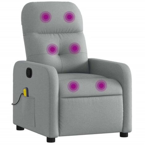 vidaXL Relaxsessel mit Massagefunktion Hellgrau Stoff