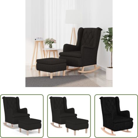 vidaXL Relaxstuhl -  Schaukelsessel mit Hocker Schwarz Stoff