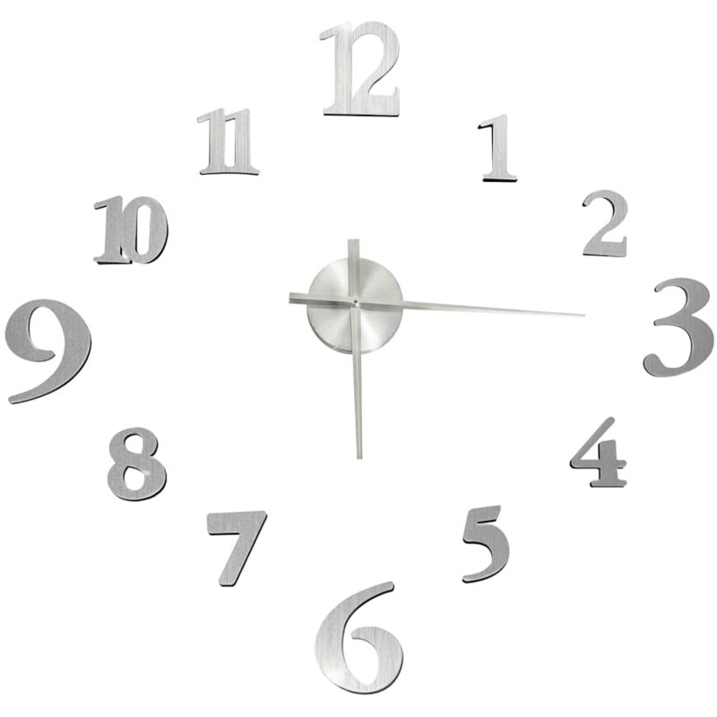 

vidaXL Reloj 3D de pared con diseño moderno plateado 100 cm XXL - Plateado