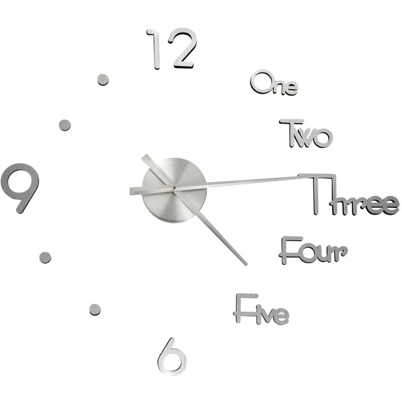 

Reloj 3D de pared con diseño moderno plateado 100 cm XXL - Plateado - Vidaxl