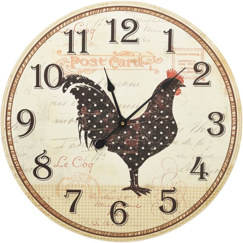 

vidaXL Reloj de pared con diseño de gallo multicolor MDF 60 cm - Multicolor
