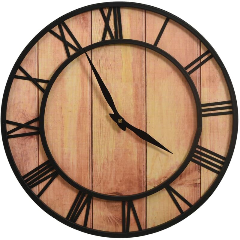 

vidaXL Reloj de pared MDF y hierro marrón y negro 39 cm - Marrón