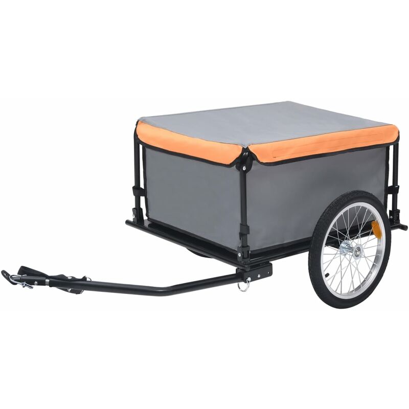 

vidaXL Remolque de carga para bicicletas gris y naranja 65 kg - Gris