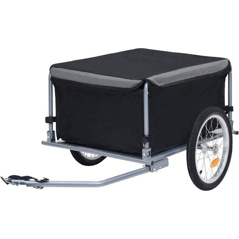 

vidaXL Remolque de carga para bicicletas negro y gris 65 kg - Gris