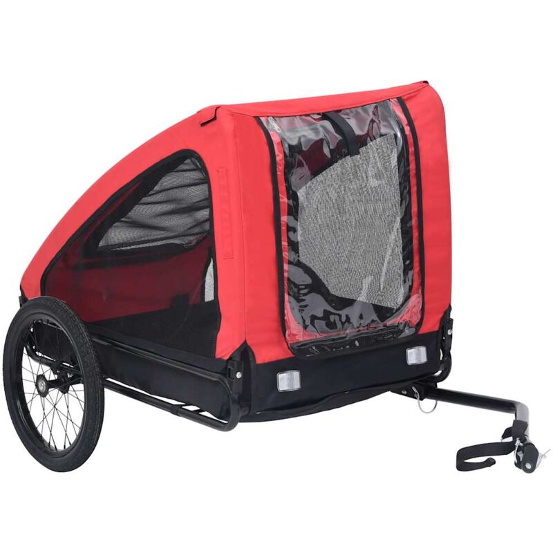 

vidaXL Remolque para mascotas rojo y negro - Rojo