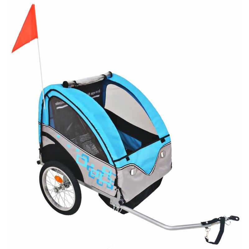 Vidaxl - Remorque à vélo pour les enfants pliants avec des fenêtres latérales de différentes couleurs Couleur : Gris et bleu
