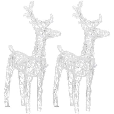 vidaXL Renne di Natale 2 pz Bianco Caldo 80 LED in Acrilico